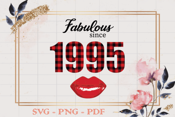 Fabulous Since 1995 Red Buffalo PlaidSVG
