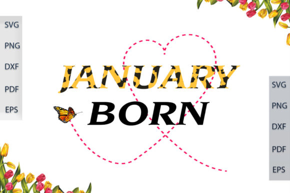 January Born in Leopard Font Gift Ideas