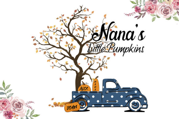 Nana's Little Pumpkin Blue Polka Dot