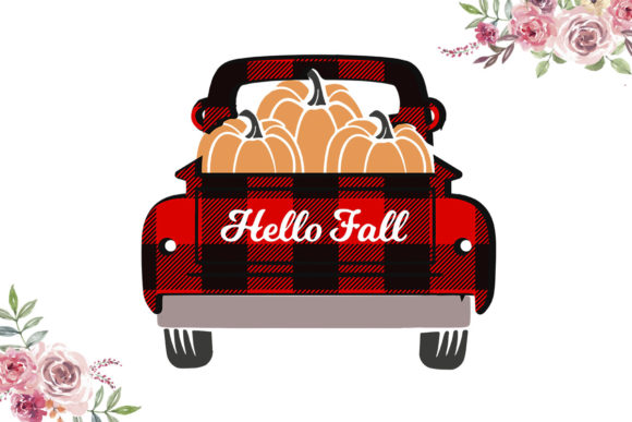 Red Buffalo Plaid Pickup Truck SVG